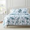 Martha Stewart – Queen Duvet Cover Set, Crisp & Smooth Bedding with a Cotton Percale Lightweight Feel, Reversible 3 Piece Bed Set with Matching Pillowcases (Simple Scallop Blue)(Vivian Floral Blue)