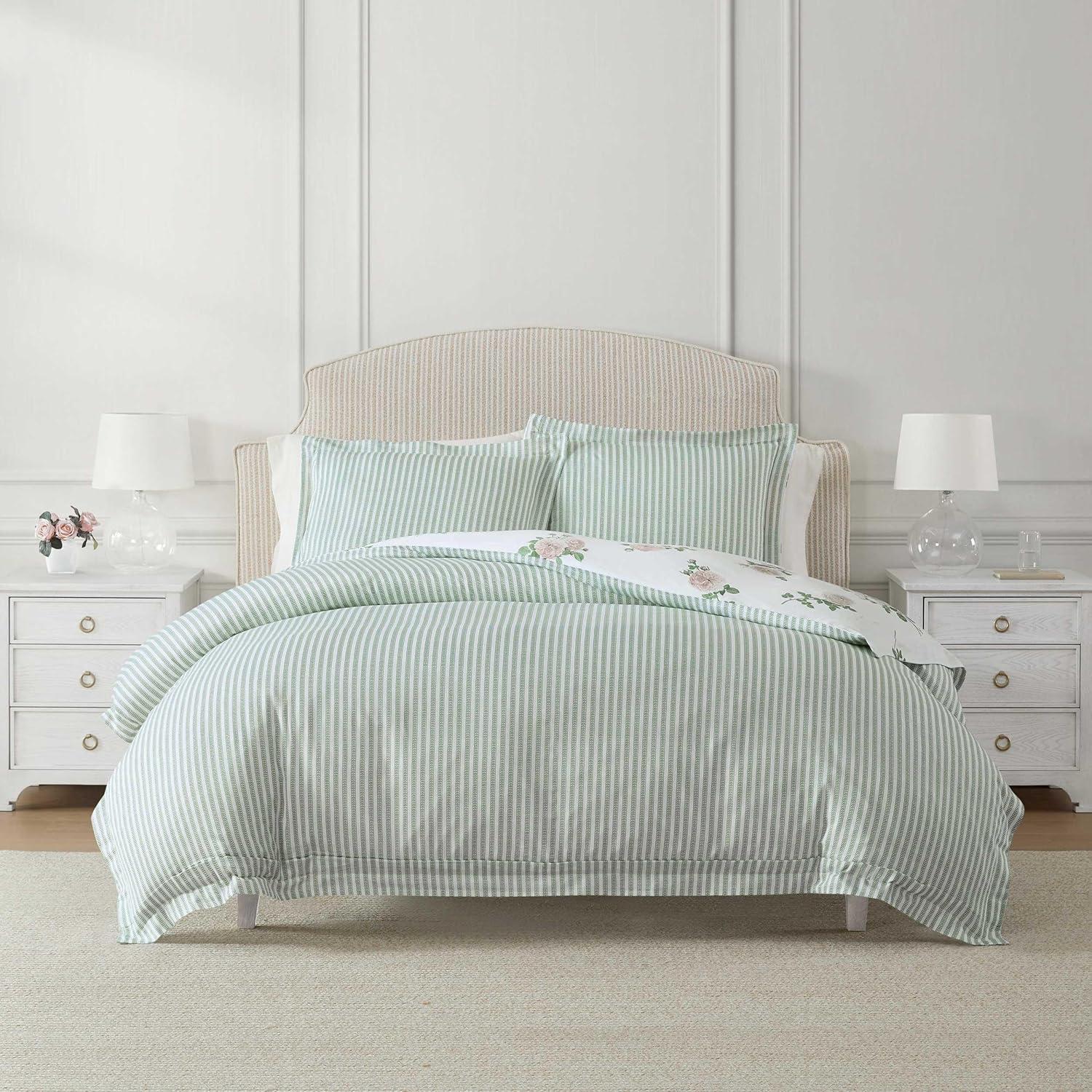 image:imageMartha Stewart Queen Comforter Set 100 Silky Smooth Cotton Sateen Floral Bedding for Year Round Comfort 3 Piece Bed Set with Matching Pillowcases Tea Rose PinkTea Rose Pink