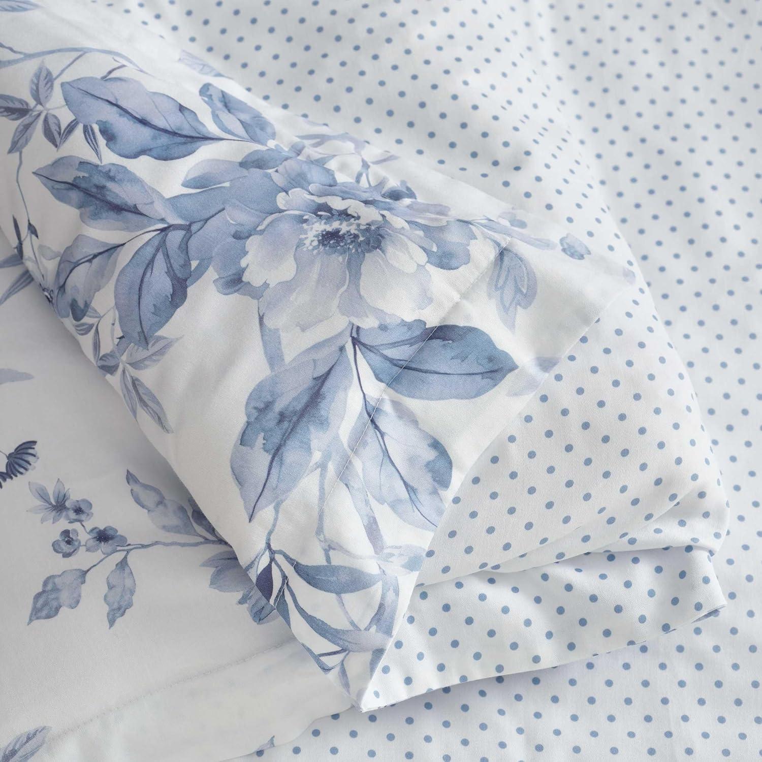 image:imageMartha Stewart Queen Duvet Cover Set 100 Smooth amp Silky Sateen Cotton Bedding with a Cotton Percale Reverse 3 Piece Floral Bedding with Matching Pillowcases Songbird YellowSongbird Blue