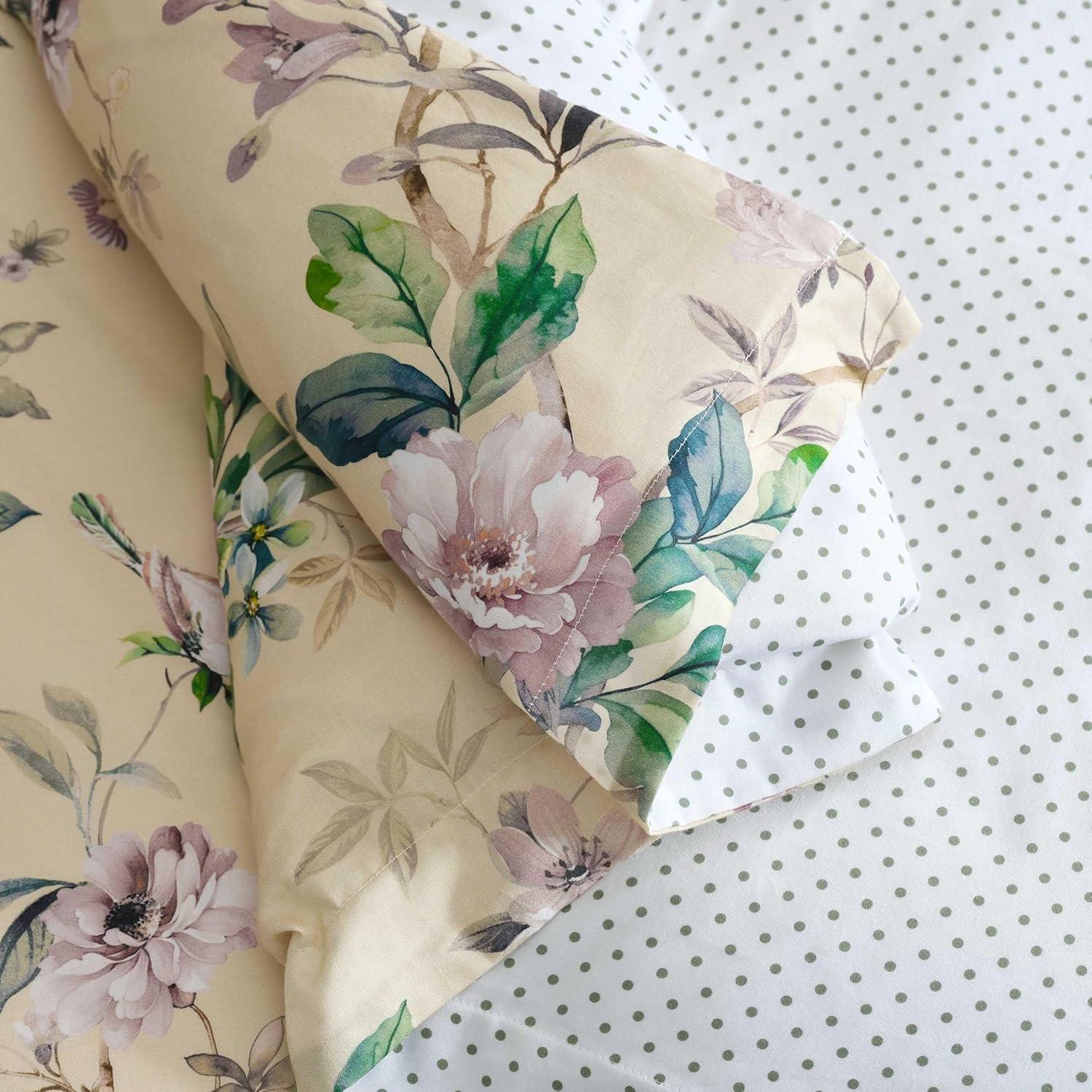 image:imageMartha Stewart Queen Duvet Cover Set 100 Smooth amp Silky Sateen Cotton Bedding with a Cotton Percale Reverse 3 Piece Floral Bedding with Matching Pillowcases Songbird YellowSongbird Yellow
