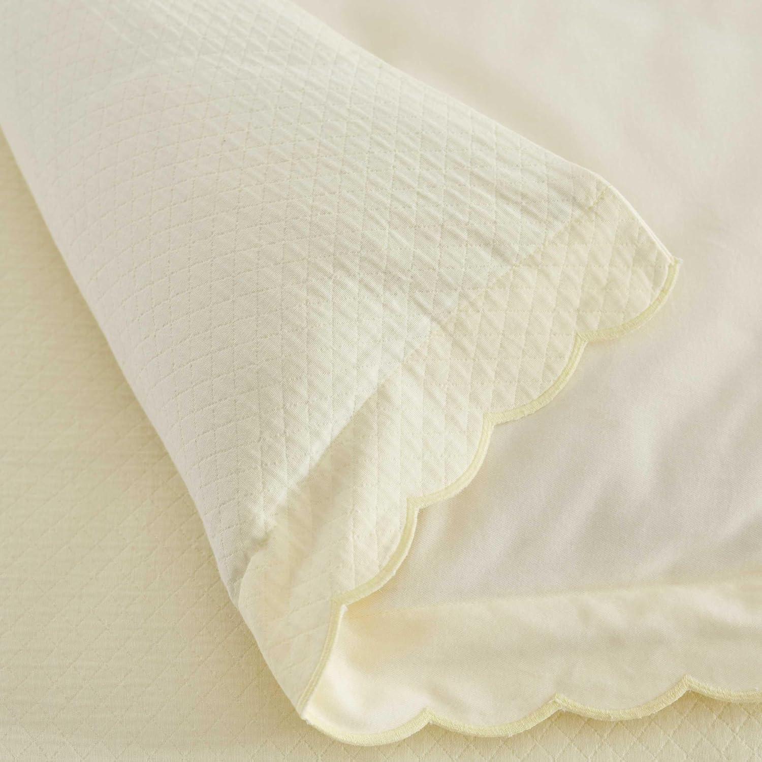 image:imageMartha Stewart Queen Duvet Cover Set 100 Soft Cotton Blend Bedding Corner Ties amp Button Closure 3 Piece Bed Set with Matching Pillowcases Scallop BlueWhite