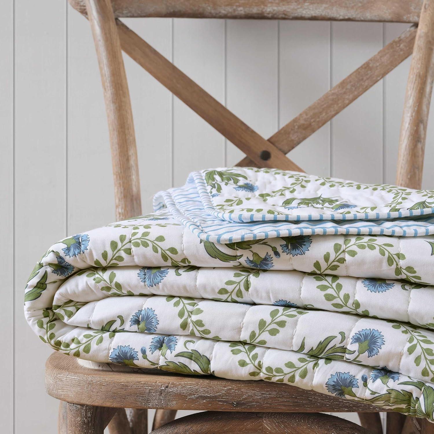 image:imageMartha Stewart Queen Quilt Set 100 Soft Cotton Floral Bedding for Year Round Comfort 3 Piece Bed Set with Matching Pillowcases Chloe GreenChloe Green