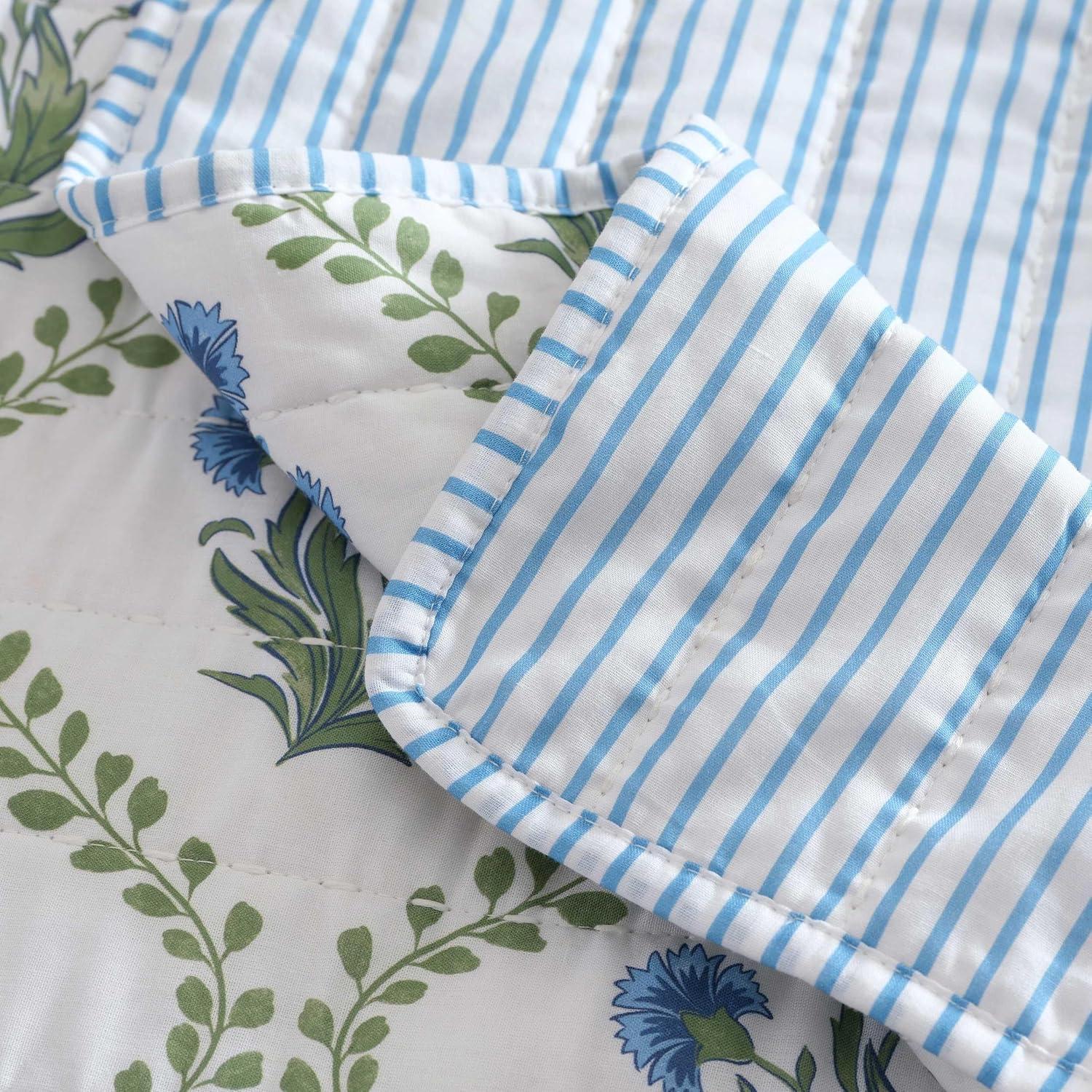 image:imageMartha Stewart Queen Quilt Set 100 Soft Cotton Floral Bedding for Year Round Comfort 3 Piece Bed Set with Matching Pillowcases Chloe GreenChloe Green