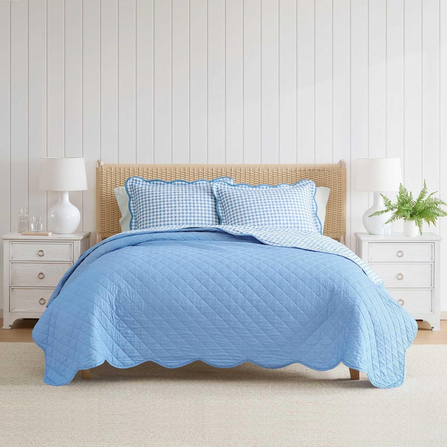 image:imageMartha Stewart Queen Quilt Set 100 Soft amp Breathable Bedding with a Lightweight Feel for Year Round Comfort 3 Piece Bed Set with Matching Pillowcases Olivia Gingham BlueOlivia Gingham Blue