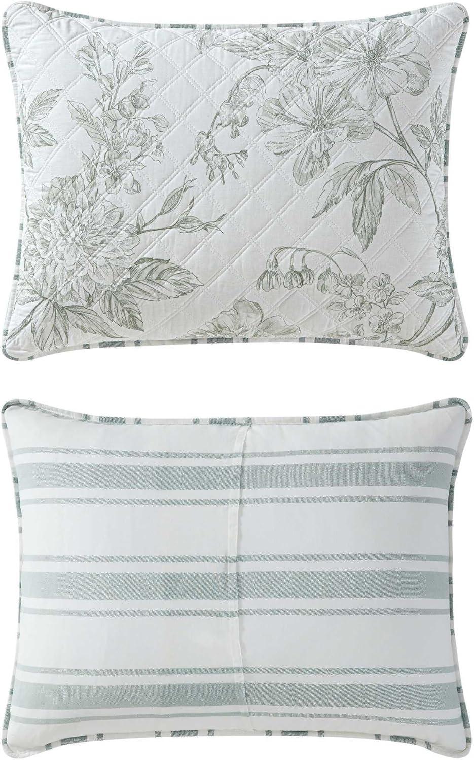 image:imageMartha Stewart Queen Quilt Set 100 Soft amp Breathable Bedding with a Lightweight Feel for Year Round Comfort 3 Piece Bed Set with Matching Pillowcases Olivia Gingham BlueVine Flora Green