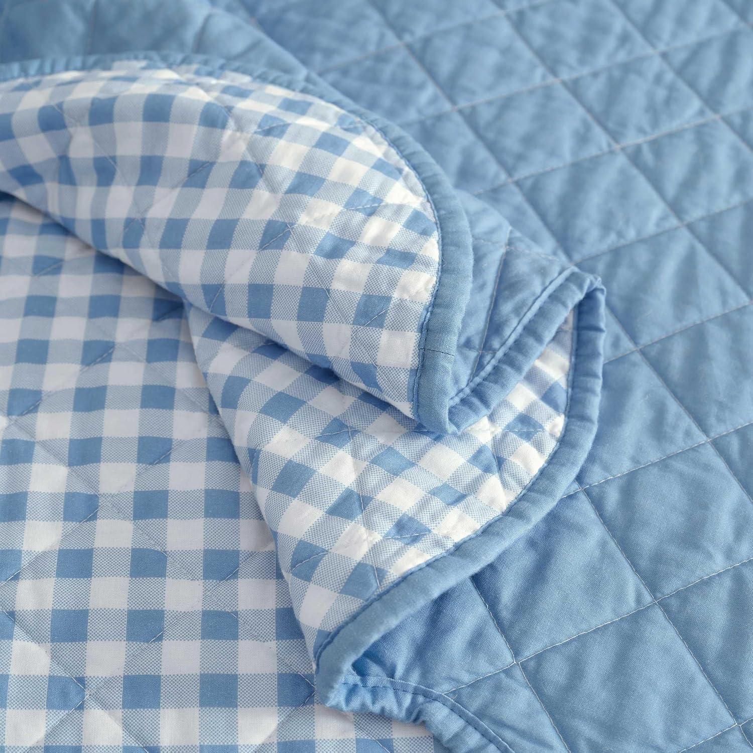 image:imageMartha Stewart Queen Quilt Set 100 Soft amp Breathable Bedding with a Lightweight Feel for Year Round Comfort 3 Piece Bed Set with Matching Pillowcases Olivia Gingham BlueOlivia Gingham Blue