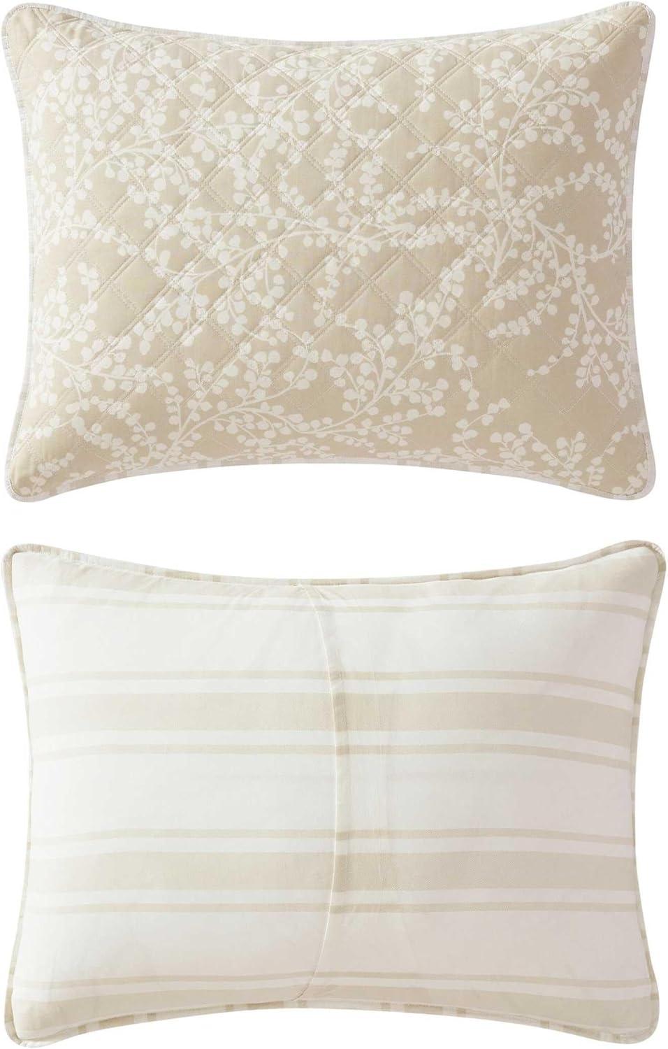 image:imageMartha Stewart Queen Quilt Set 100 Soft amp Breathable Bedding with a Lightweight Feel for Year Round Comfort 3 Piece Bed Set with Matching Pillowcases Olivia Gingham BlueLayered Branches Beige