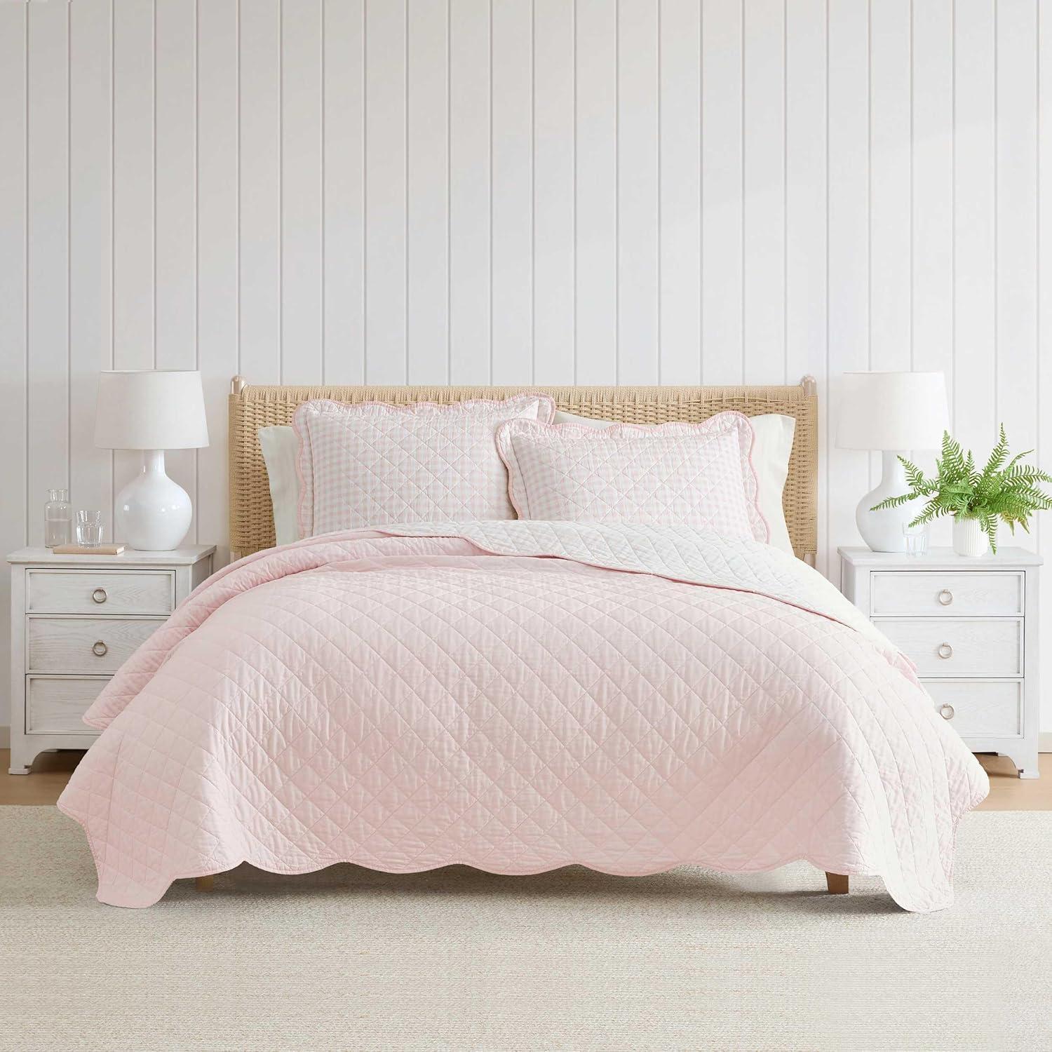 image:imageMartha Stewart Queen Quilt Set 100 Soft amp Breathable Bedding with a Lightweight Feel for Year Round Comfort 3 Piece Bed Set with Matching Pillowcases Olivia Gingham BlueOlivia Gingham Pink