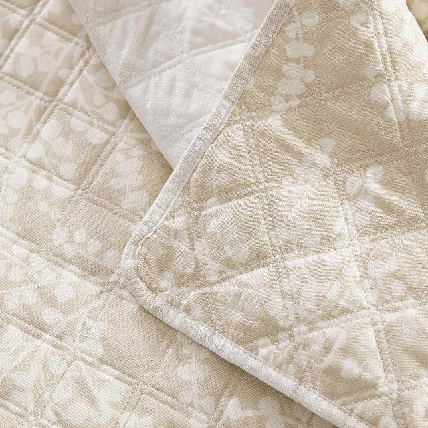 image:imageMartha Stewart Queen Quilt Set 100 Soft amp Breathable Bedding with a Lightweight Feel for Year Round Comfort 3 Piece Bed Set with Matching Pillowcases Olivia Gingham BlueLayered Branches Beige