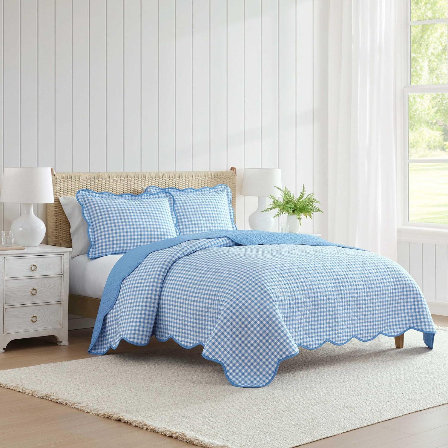 image:imageMartha Stewart Queen Quilt Set 100 Soft amp Breathable Bedding with a Lightweight Feel for Year Round Comfort 3 Piece Bed Set with Matching Pillowcases Olivia Gingham BlueOlivia Gingham Blue