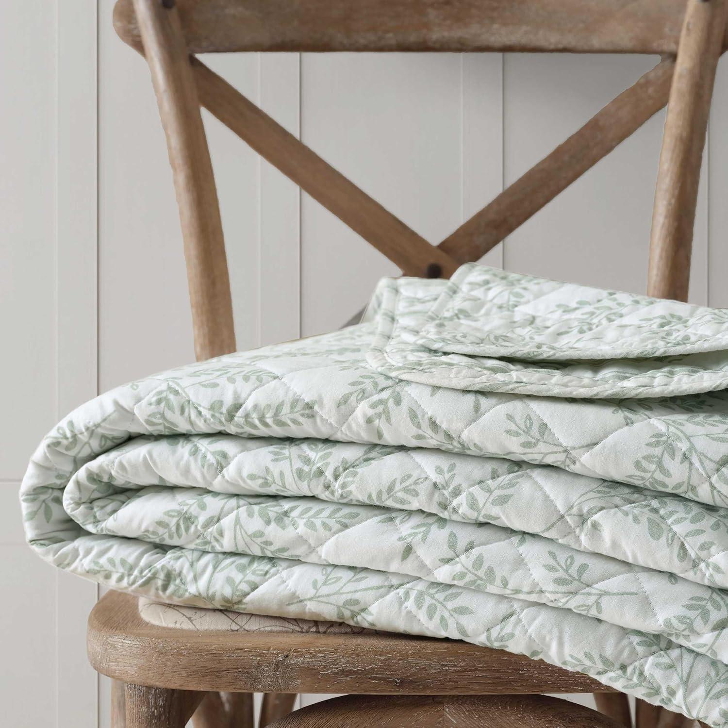 image:imageMartha Stewart Queen Quilt Set 100 Soft amp Breathable Bedding with a Lightweight Feel for Year Round Comfort 3 Piece Bed Set with Matching Pillowcases Olivia Gingham BlueMurray Leaves Green