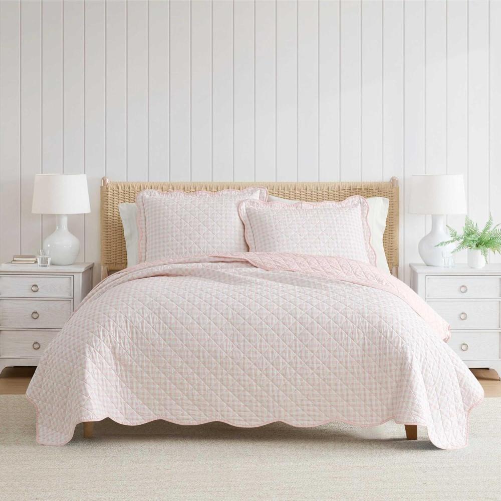image:imageMartha Stewart Queen Quilt Set 100 Soft amp Breathable Bedding with a Lightweight Feel for Year Round Comfort 3 Piece Bed Set with Matching Pillowcases Olivia Gingham BlueOlivia Gingham Pink