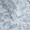 Martha Stewart – Queen Comforter Set, 100% Silky Smooth Cotton Sateen Floral Bedding for Year Round Comfort, 3 Piece Bed Set with Matching Pillowcases (Tea Rose Pink)(Farmhouse Toile Blue)