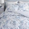 Martha Stewart – Queen Comforter Set, 100% Silky Smooth Cotton Sateen Floral Bedding for Year Round Comfort, 3 Piece Bed Set with Matching Pillowcases (Tea Rose Pink)(Songbird Blue)