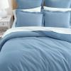 Martha Stewart – Queen Duvet Cover Set, 100% Soft Cotton Blend Bedding, Corner Ties & Button Closure, 3 Piece Bed Set with Matching Pillowcases (Scallop Blue)(Blue)