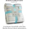 Martha Stewart – Queen Quilt Set, 100% Soft & Breathable Bedding with a Lightweight Feel for Year Round Comfort, 3 Piece Bed Set with Matching Pillowcases (Olivia Gingham Blue)(Lefferts Stripe)