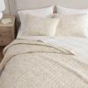 Martha Stewart – Queen Quilt Set, 100% Soft & Breathable Bedding with a Lightweight Feel for Year Round Comfort, 3 Piece Bed Set with Matching Pillowcases (Olivia Gingham Blue)(Layered Branches Beige)