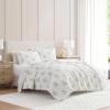 Martha Stewart – Queen Quilt Set, 100% Soft & Breathable Bedding with a Lightweight Feel for Year Round Comfort, 3 Piece Bed Set with Matching Pillowcases (Olivia Gingham Blue)(Flower Block Blue)