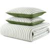Martha Stewart – Queen Quilt Set, 100% Soft & Breathable Bedding with a Lightweight Feel for Year Round Comfort, 3 Piece Bed Set with Matching Pillowcases (Olivia Gingham Blue)(Ticking Stripe Green)