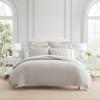 Martha Stewart – Queen Duvet Cover Set, 100% Soft Cotton Blend Bedding, Corner Ties & Button Closure, 3 Piece Bed Set with Matching Pillowcases (Scallop Blue)(Grey)