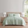 Martha Stewart – Queen Quilt Set, 100% Soft Cotton Floral Bedding for Year Round Comfort, 3 Piece Bed Set with Matching Pillowcases (Chloe Green)(French Bird Floral Green)