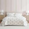 Martha Stewart – Queen Quilt Set, 100% Soft & Breathable Bedding with a Lightweight Feel for Year Round Comfort, 3 Piece Bed Set with Matching Pillowcases (Olivia Gingham Blue)(Flower Block Blue)