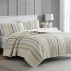 Martha Stewart – Queen Quilt Set, 100% Soft & Breathable Bedding with a Lightweight Feel for Year Round Comfort, 3 Piece Bed Set with Matching Pillowcases (Olivia Gingham Blue)(Lefferts Stripe)