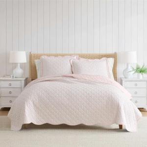 Martha Stewart – Queen Quilt Set, 100% Soft & Breathable Bedding with a Lightweight Feel for Year Round Comfort, 3 Piece Bed Set with Matching Pillowcases (Olivia Gingham Blue)(Olivia Gingham Pink)