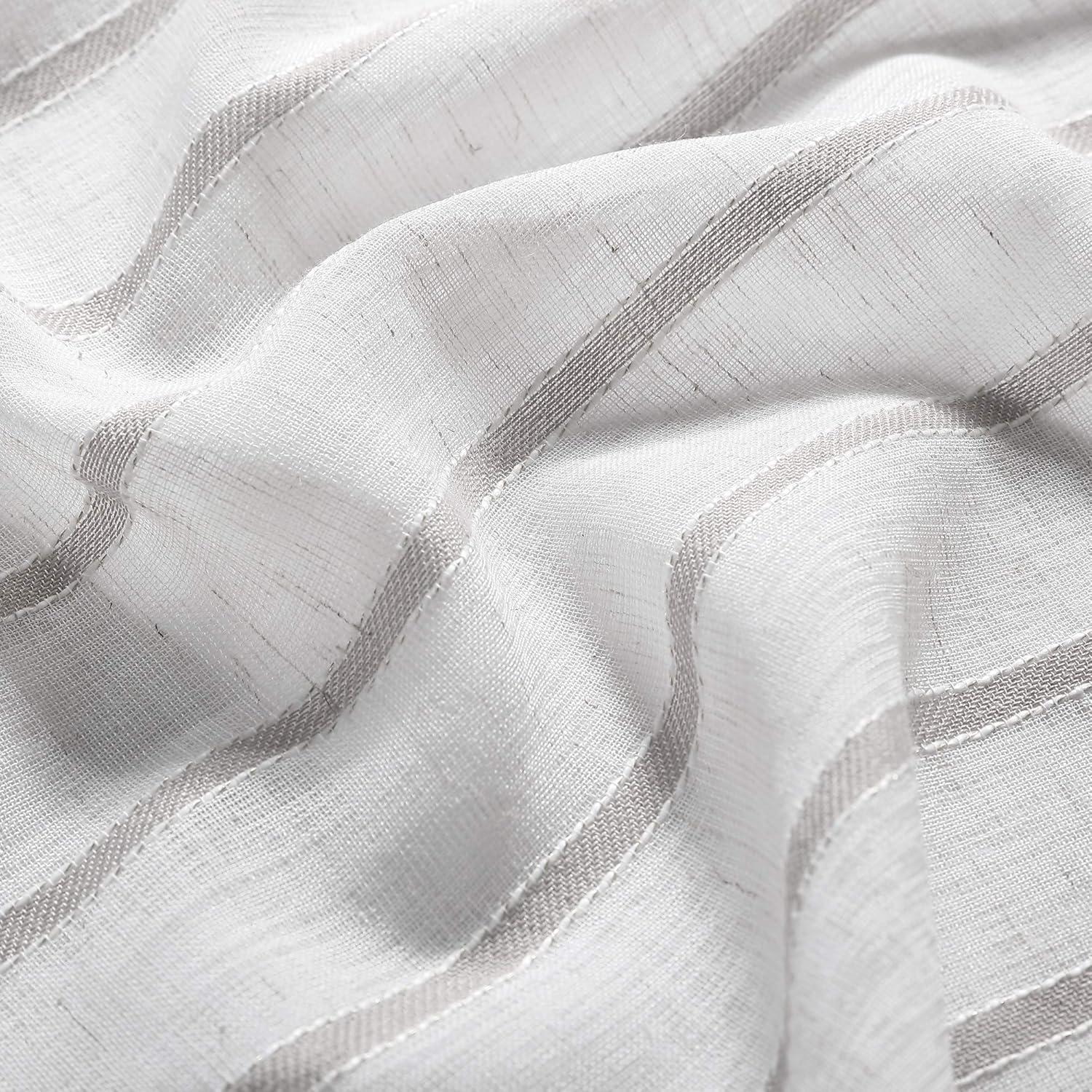 image:imageMartha Stewart Laguna Stripe SemiSheer Tie Tab Window Curtain Valance and Tiers Set GreyMocha