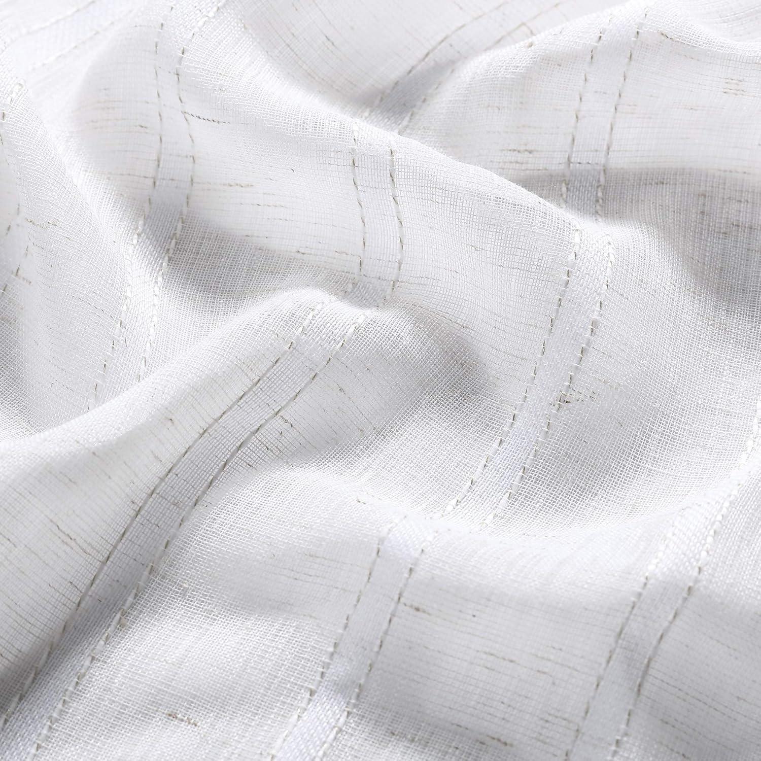 image:imageMartha Stewart Laguna Stripe SemiSheer Tie Tab Window Curtain Valance and Tiers Set GreyWhite