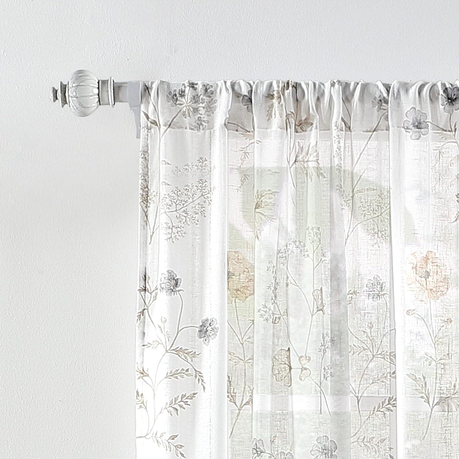 image:imageMartha Stewart Marthas Garden Floral SemiSheer Rod Pocket Window Curtain Single Panel 84 MultiGold