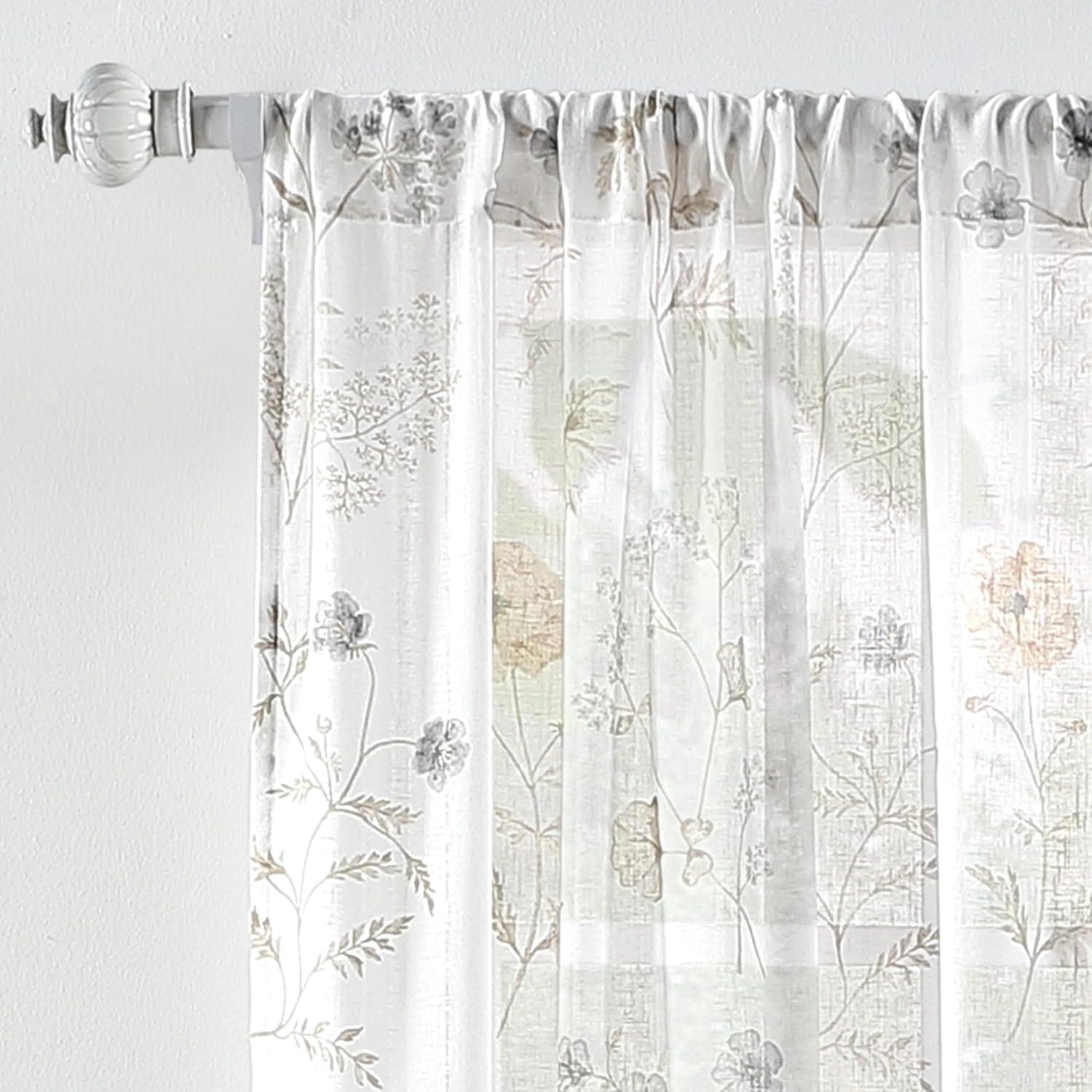 image:imageMartha Stewart Marthas Garden Floral SemiSheer Rod Pocket Window Curtain Single Panel 84 MultiGold Floral