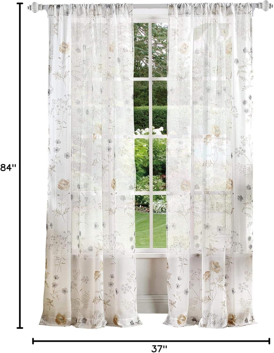 image:imageMartha Stewart Marthas Garden Floral SemiSheer Rod Pocket Window Curtain Single Panel 84 MultiGold Floral