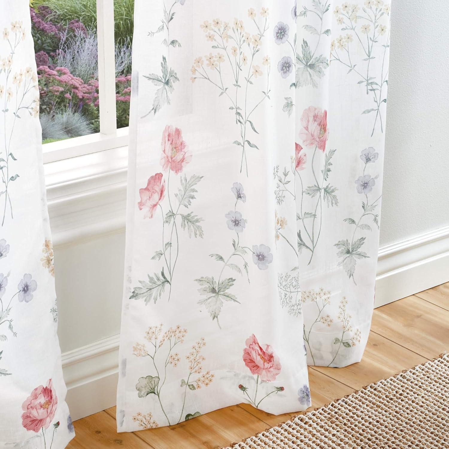 image:imageMartha Stewart Marthas Garden Floral SemiSheer Rod Pocket Window Curtain Single Panel 84 MultiMulti Color