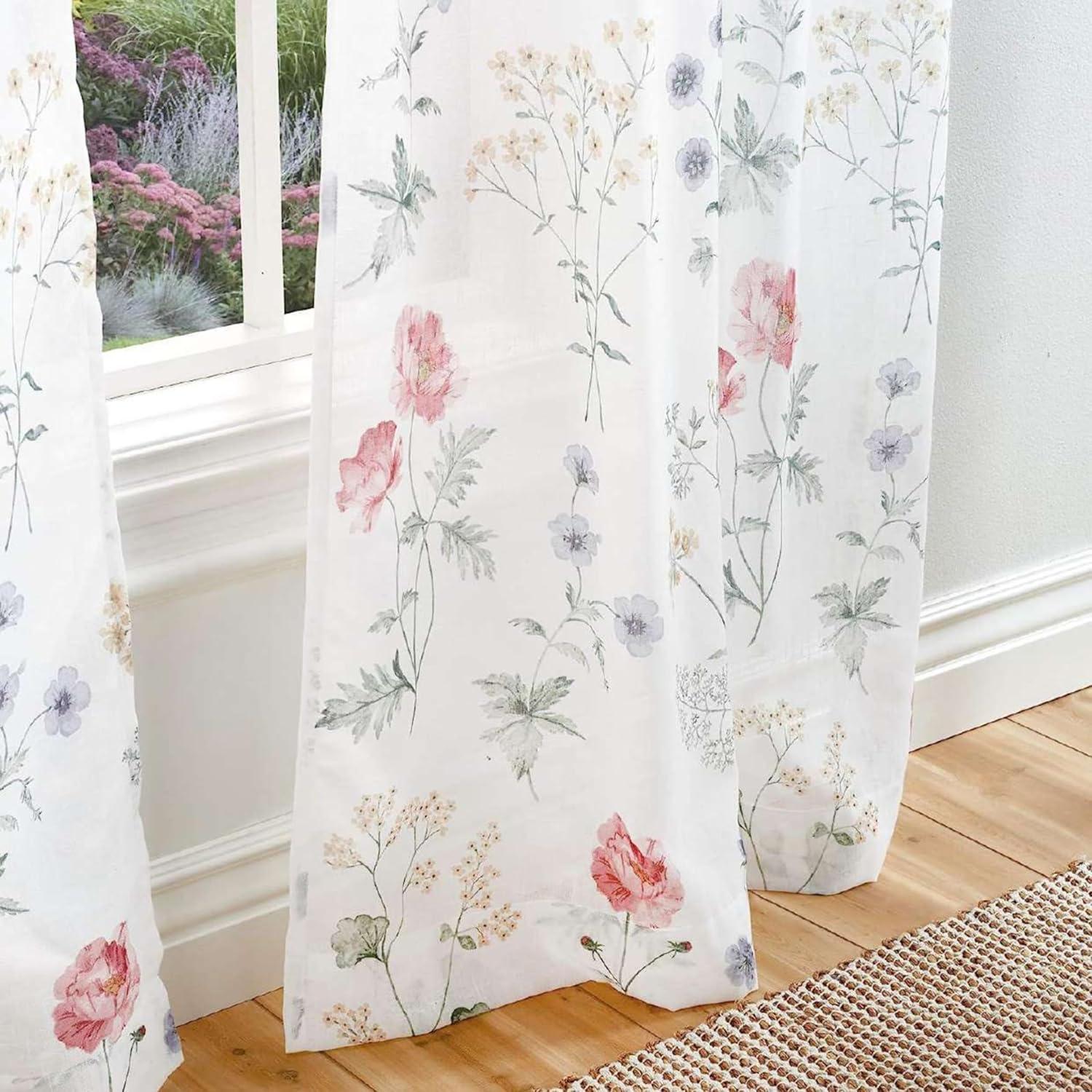 image:imageMartha Stewart Marthas Garden Floral SemiSheer Rod Pocket Window Curtain Single Panel 84 MultiMulti Color