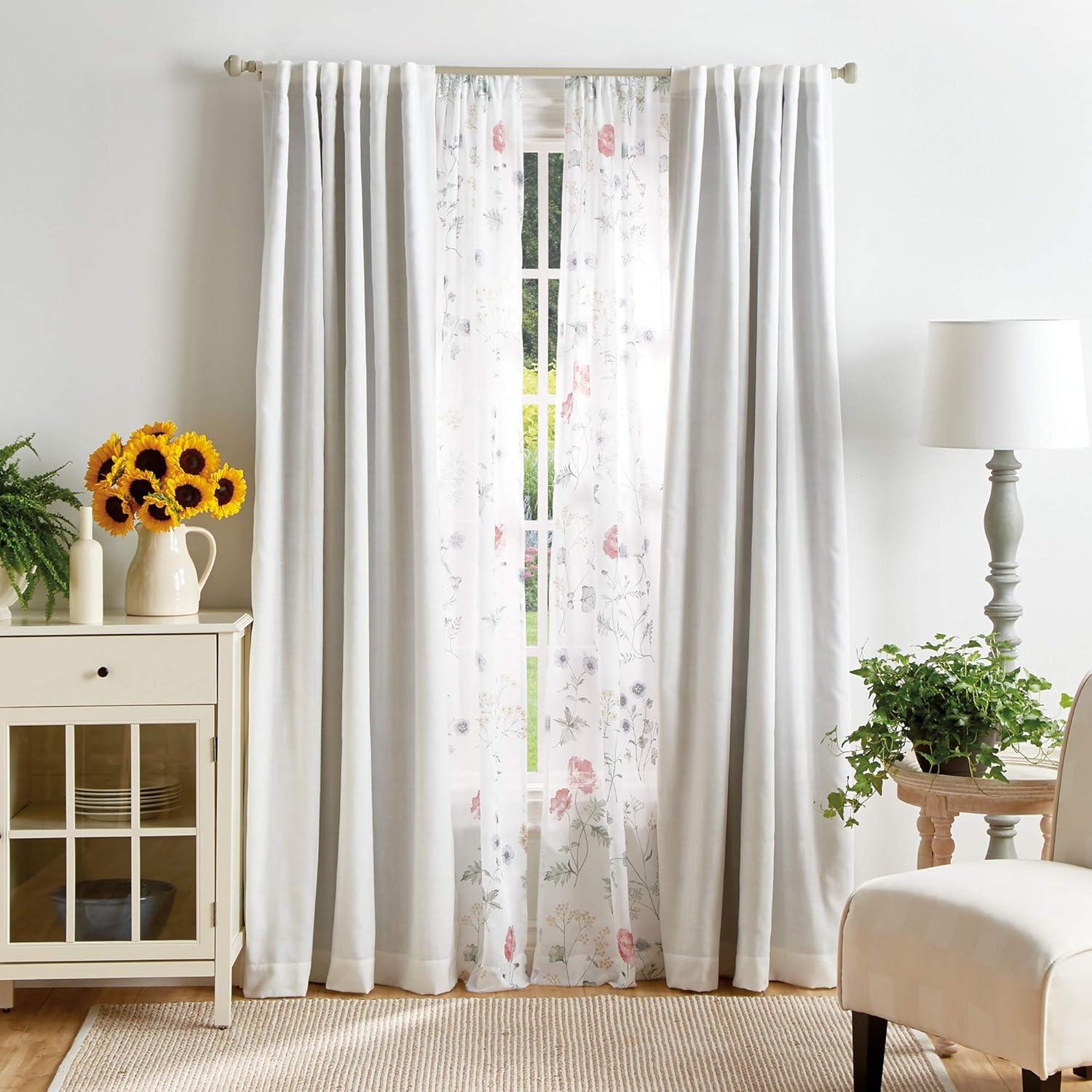 image:imageMartha Stewart Marthas Garden Floral SemiSheer Rod Pocket Window Curtain Single Panel 84 MultiMulti Color