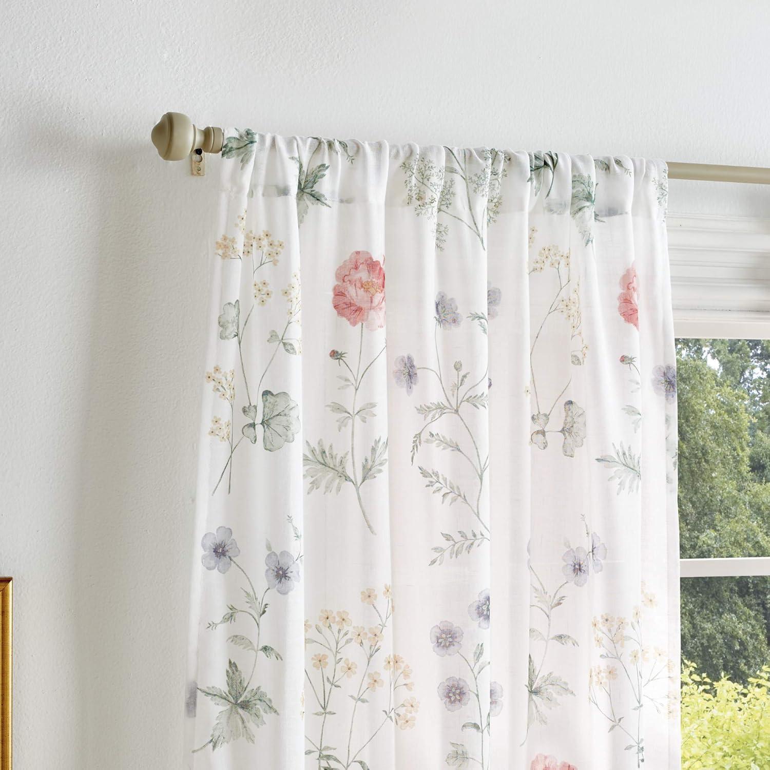 image:imageMartha Stewart Marthas Garden Floral SemiSheer Rod Pocket Window Curtain Single Panel 84 MultiMulti Color