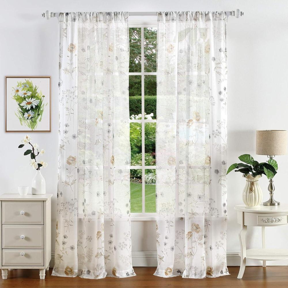 image:imageMartha Stewart Marthas Garden Floral SemiSheer Rod Pocket Window Curtain Single Panel 84 MultiGold
