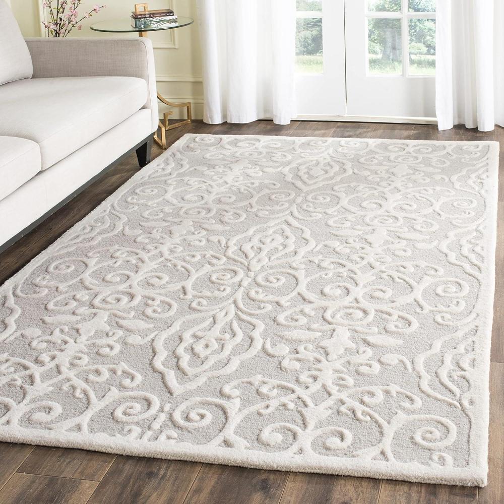 image:imageMartha Stewart x SAFAVIEH Area Rug Collection 5 x 8 Whetstone Grey Handmade Wool Marais Scroll Design Ideal for Living Room Bedroom Office Dining Space MSR4324A