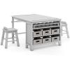 Martha Stewart Kids’ Art Table and Stools Set – Gray: Wooden Kids’ Activity Table and Chairs Set w/Storage, Bins Paper Roll for Coloring & Craft Activities | Study & Play Desk for Playroom Furniture(Grey)