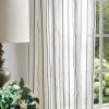 Martha Stewart Laguna Stripe Semi-Sheer Tie Tab Window Curtain Panel Pair, 95, Grey(Navy)