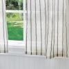 Martha Stewart Laguna Stripe Semi-Sheer Tie Tab Window Curtain Valance and Tiers Set, Grey(Grey)