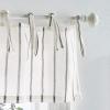 Martha Stewart Laguna Stripe Semi-Sheer Tie Tab Window Curtain Valance and Tiers Set, Grey(Grey)