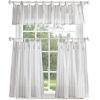 Martha Stewart Laguna Stripe Semi-Sheer Tie Tab Window Curtain Valance and Tiers Set, Grey(Mocha)