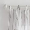 Martha Stewart Laguna Stripe Semi-Sheer Tie Tab Window Curtain Valance and Tiers Set, Grey(Mocha)