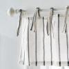 Martha Stewart Laguna Stripe Semi-Sheer Tie Tab Window Curtain Valance and Tiers Set, Grey(Navy)