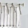 Martha Stewart Laguna Stripe Semi-Sheer Tie Tab Window Curtain Valance and Tiers Set, Grey(Navy)