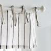 Martha Stewart Laguna Stripe Semi-Sheer Tie Tab Window Curtain Valance and Tiers Set, Grey(Navy Stripes)