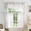 Martha Stewart Laguna Stripe Semi-Sheer Tie Tab Window Curtain Valance and Tiers Set, Grey(Grey)