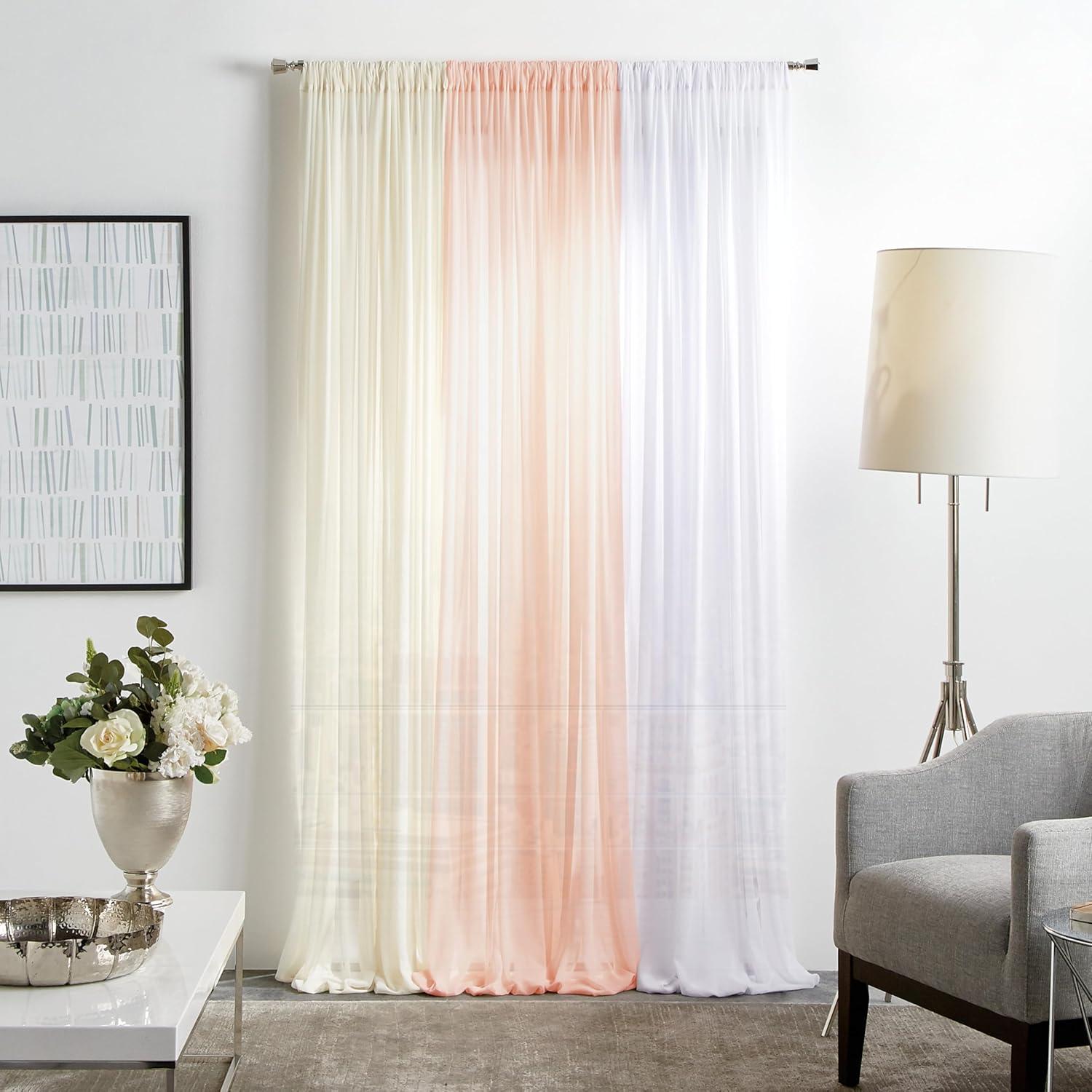 image:imageMartha Stewart Glacier Sheer Rod Pocket Window Curtain Panel Pair 84 Soft White